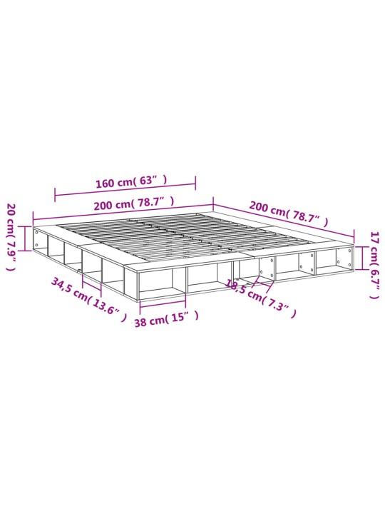 Rám postele dub sonoma 200 x 200 cm kompozitní dřevo