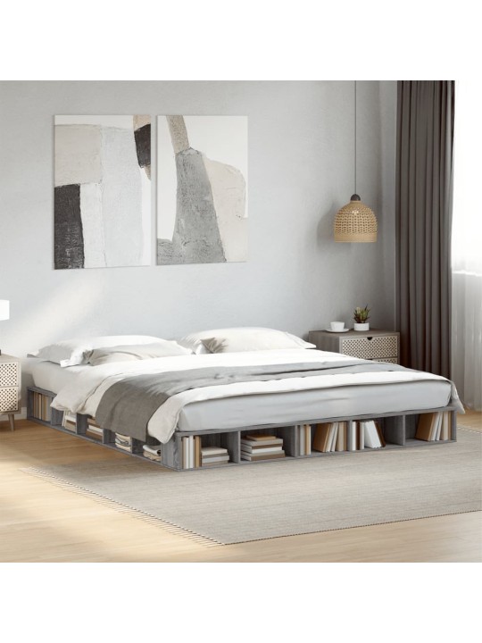 Rám postele šedý sonoma 200 x 200 cm kompozitní dřevo