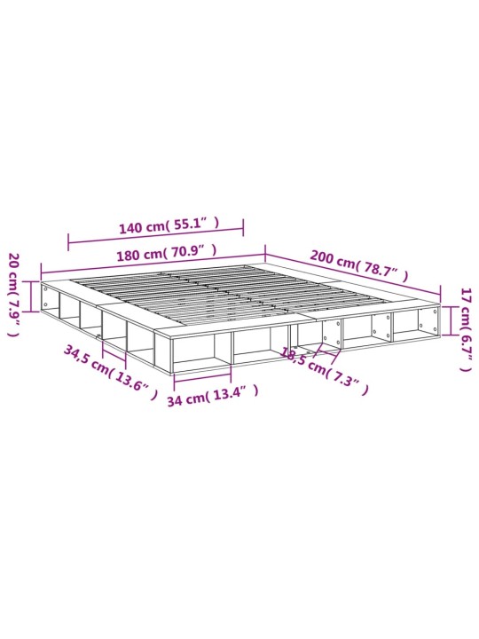 Rám postele bílý 180 x 200 cm kompozitní dřevo