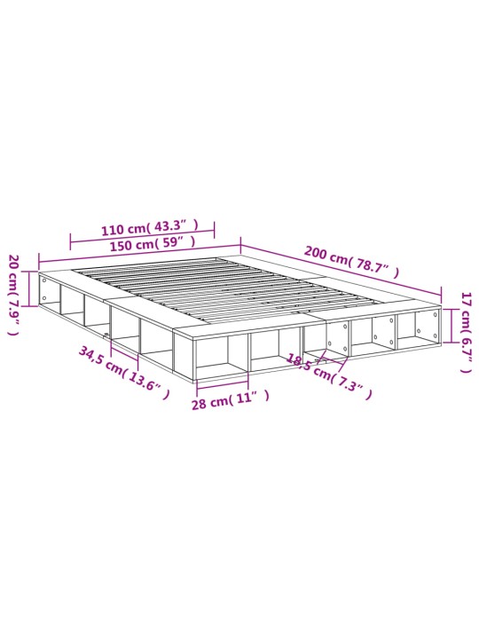 Rám postele bílý 150 x 200 cm kompozitní dřevo