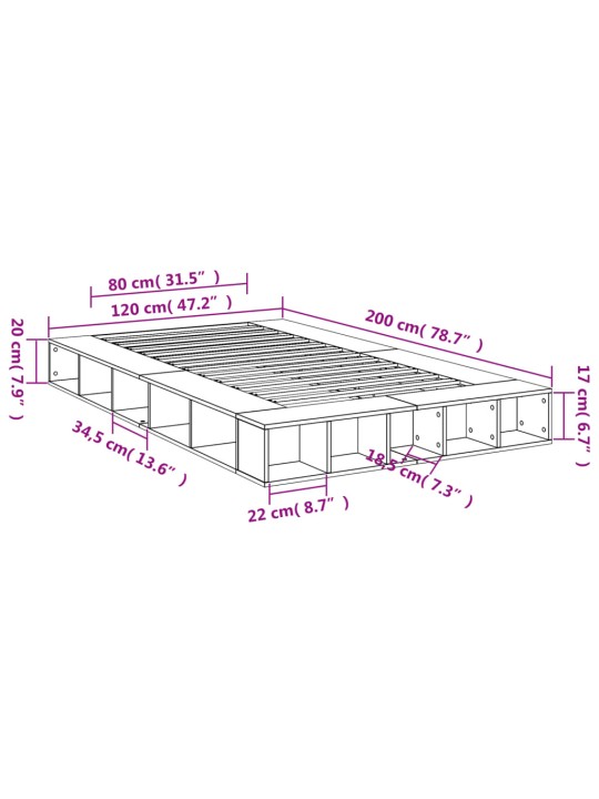 Rám postele bílý 120 x 200 cm kompozitní dřevo