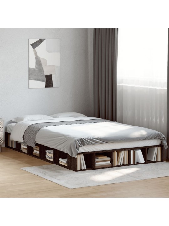 Rám postele hnědý dub 135 x 190 cm kompozitní dřevo