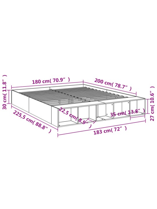 Rám postele bílý 180 x 200 cm kompozitní dřevo