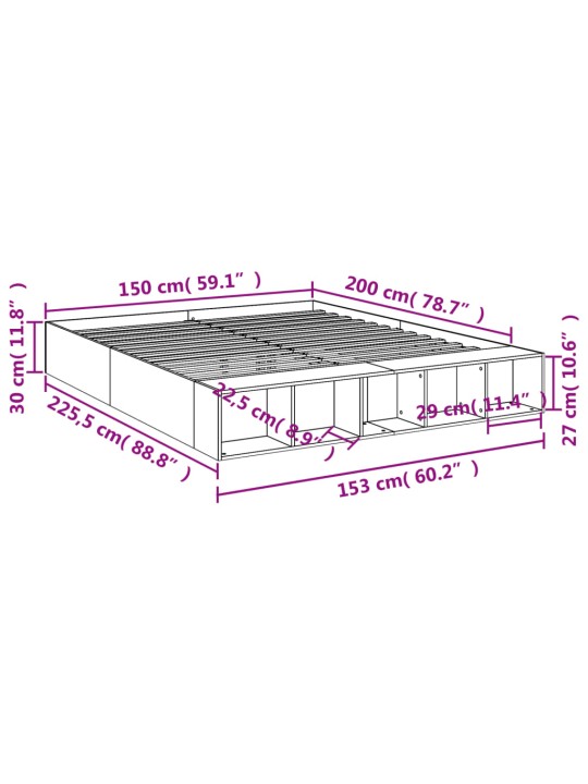 Rám postele bílý 150 x 200 cm kompozitní dřevo