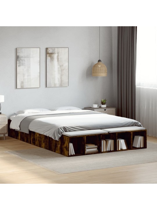 Rám postele kouřový dub 150 x 200 cm kompozitní dřevo