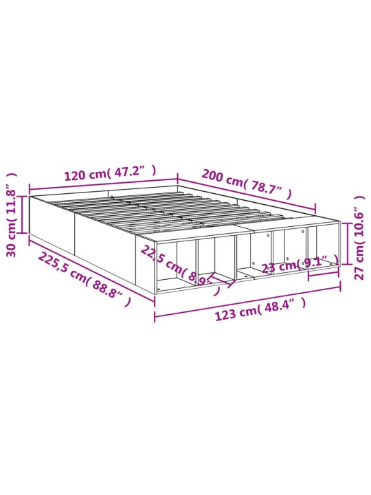 Rám postele černý 120 x 200 cm kompozitní dřevo