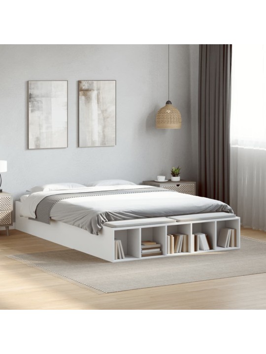 Rám postele bílý 135 x 190 cm kompozitní dřevo