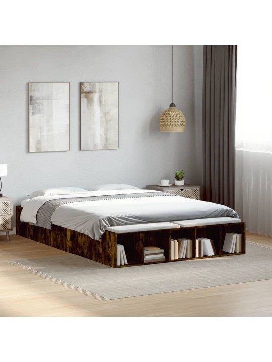Rám postele kouřový dub 135 x 190 cm kompozitní dřevo