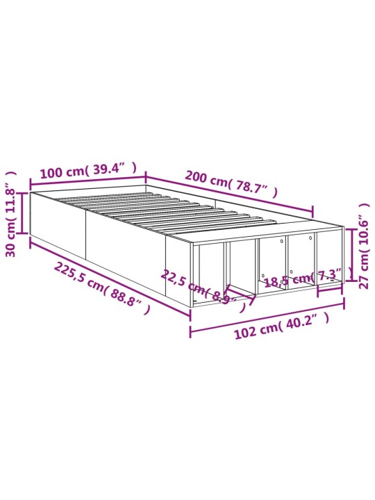 Rám postele černý 100 x 200 cm kompozitní dřevo