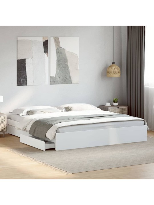 Rám postele se zásuvkami bílý 200 x 200 cm kompozitní dřevo