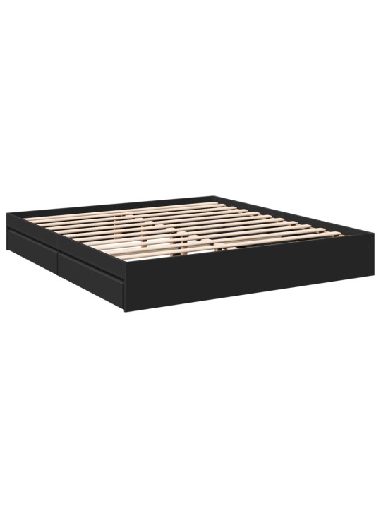 Rám postele se zásuvkami černý 200 x 200 cm kompozitní dřevo