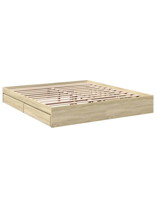 Rám postele se zásuvkami dub sonoma 200x200 cm kompozitní dřevo