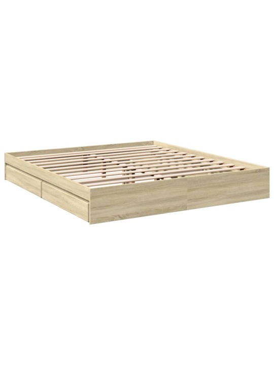 Rám postele se zásuvkami dub sonoma 200x200 cm kompozitní dřevo