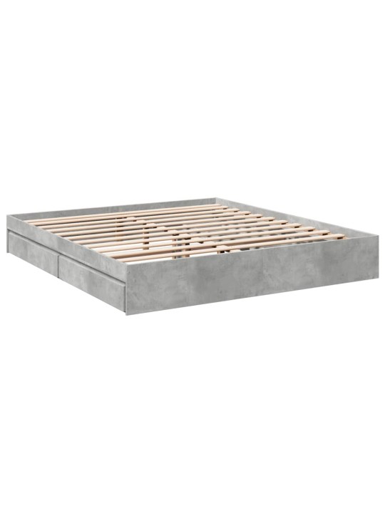 Rám postele se zásuvkami betonově šedý 200 x 200 cm kompozit