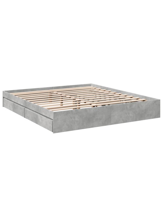 Rám postele se zásuvkami betonově šedý 200 x 200 cm kompozit