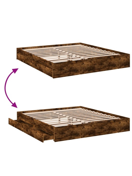 Rám postele se zásuvkami kouřový dub 200 x 200 cm kompozit