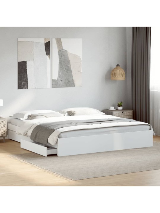 Rám postele se zásuvkami bílý 180 x 200 cm kompozitní dřevo