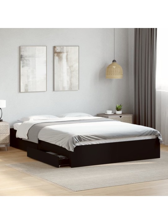 Rám postele se zásuvkami černý 160 x 200 cm kompozitní dřevo