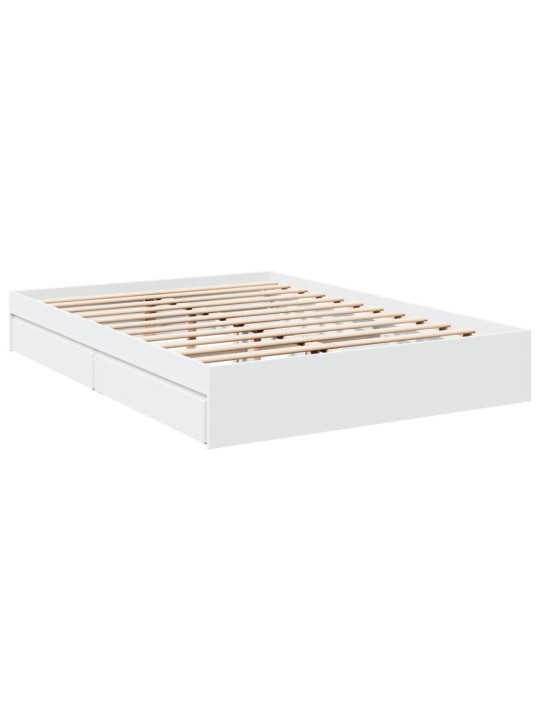 Rám postele se zásuvkami bílý 150 x 200 cm kompozitní dřevo