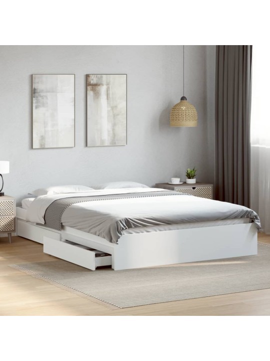 Rám postele se zásuvkami bílý 150 x 200 cm kompozitní dřevo