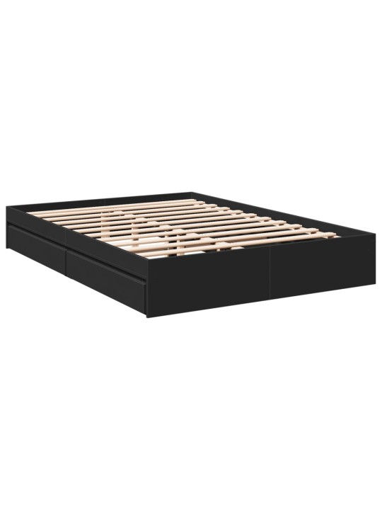 Rám postele se zásuvkami černý 150 x 200 cm kompozitní dřevo