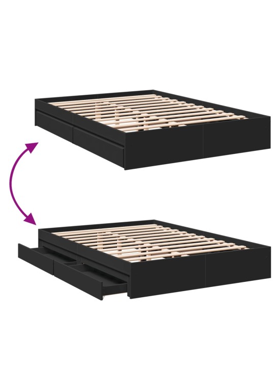Rám postele se zásuvkami černý 150 x 200 cm kompozitní dřevo