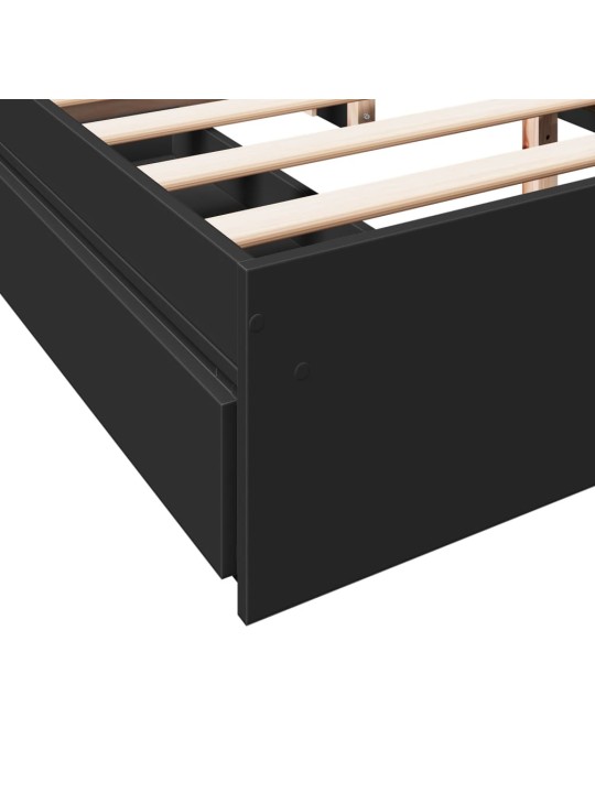 Rám postele se zásuvkami černý 150 x 200 cm kompozitní dřevo