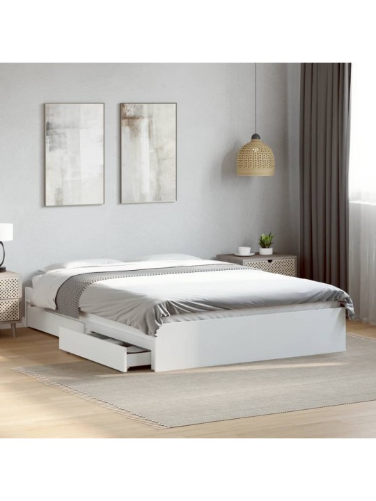 Rám postele se zásuvkami bílý 120 x 200 cm kompozitní dřevo