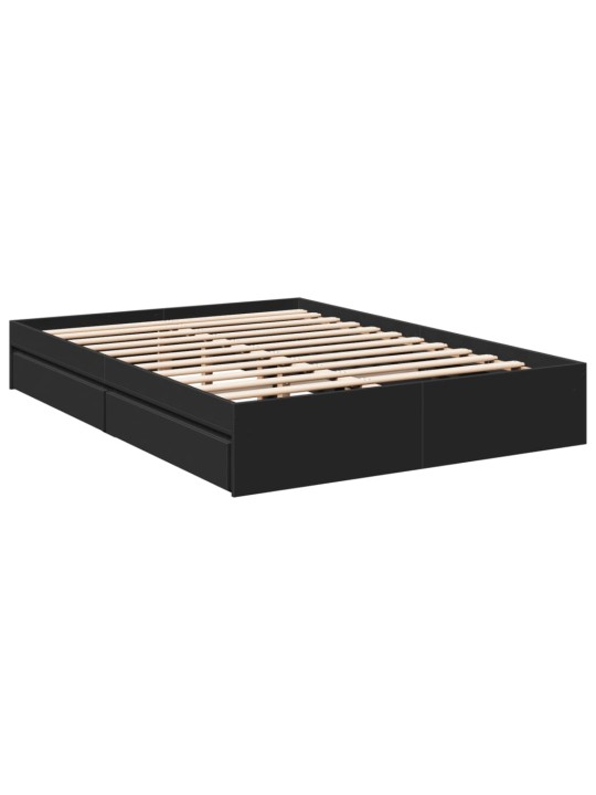 Rám postele se zásuvkami černý 120 x 200 cm kompozitní dřevo