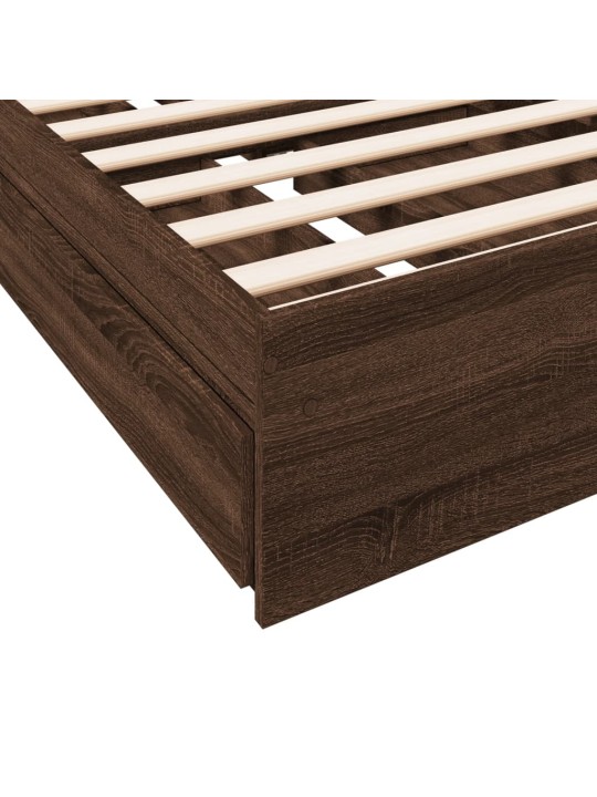 Rám postele se zásuvkami hnědý dub 100x200 cm kompozitní dřevo