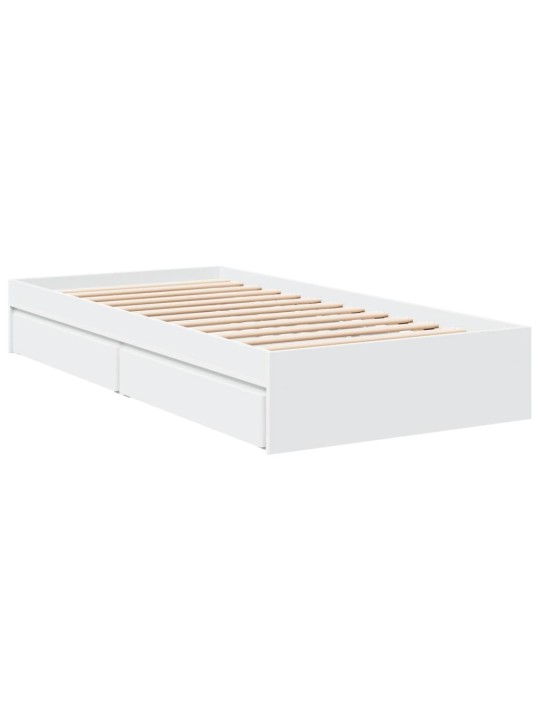Rám postele se zásuvkami bílý 90 x 200 cm kompozitní dřevo