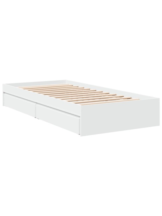 Rám postele se zásuvkami bílý 90 x 200 cm kompozitní dřevo