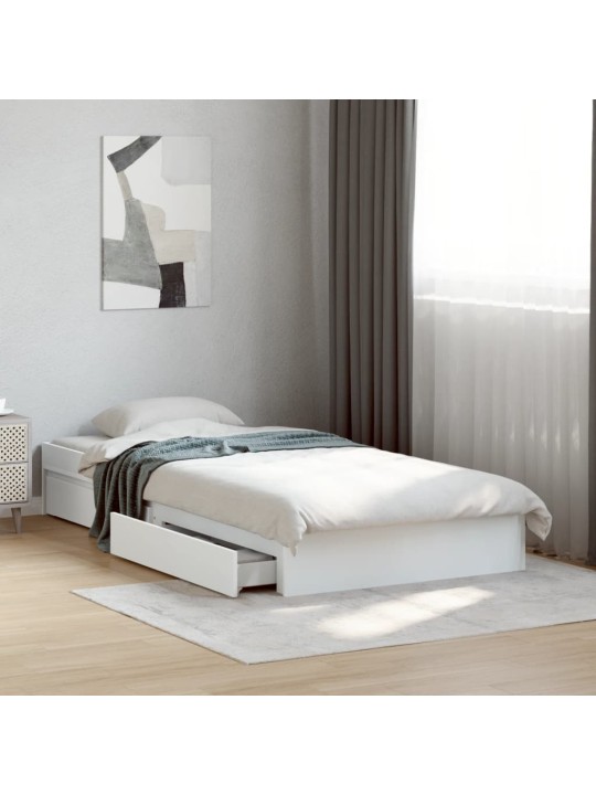 Rám postele se zásuvkami bílý 90 x 200 cm kompozitní dřevo
