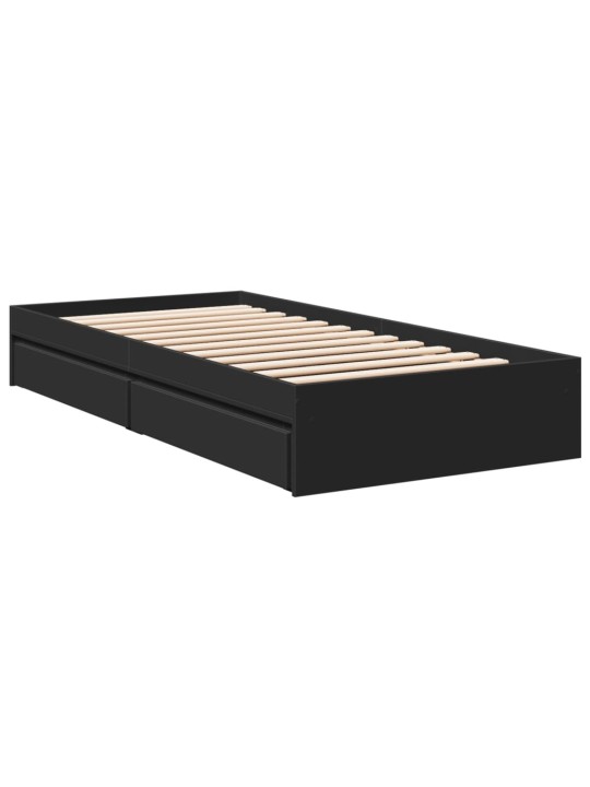 Rám postele se zásuvkami černý 90 x 200 cm kompozitní dřevo