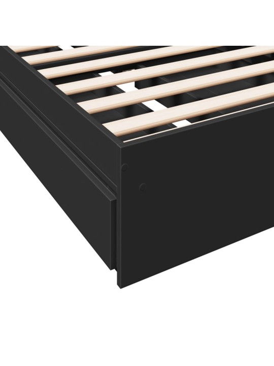 Rám postele se zásuvkami černý 90 x 200 cm kompozitní dřevo