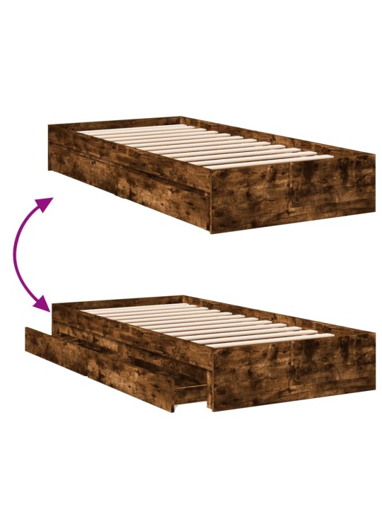 Rám postele se zásuvkami kouřový dub 90x200 cm kompozitní dřevo