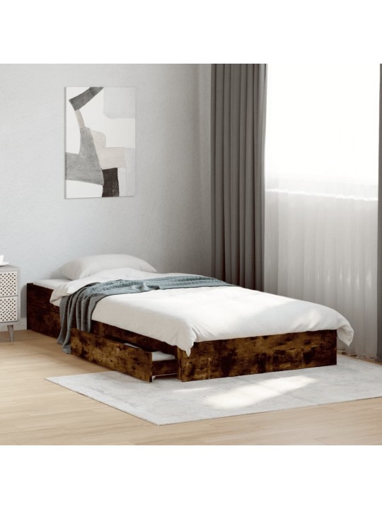 Rám postele se zásuvkami kouřový dub 90x200 cm kompozitní dřevo