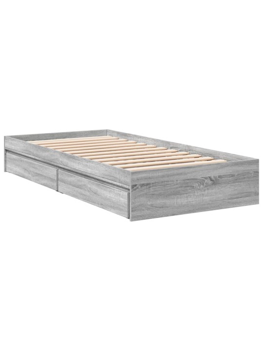 Rám postele se zásuvkami šedý sonoma 90x200 cm kompozitní dřevo