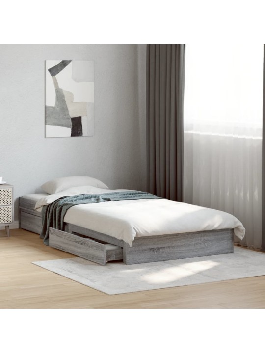 Rám postele se zásuvkami šedý sonoma 90x200 cm kompozitní dřevo
