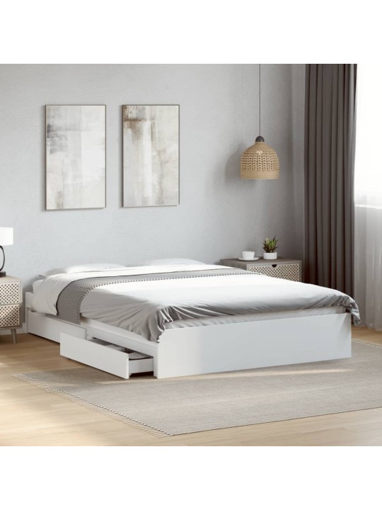 Rám postele se zásuvkami bílý 140 x 190 cm kompozitní dřevo