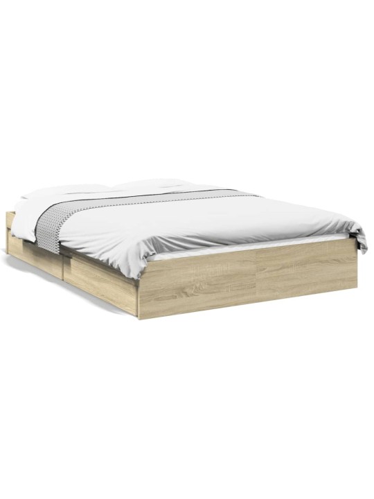 Rám postele se zásuvkami dub sonoma 135x190 cm kompozitní dřevo