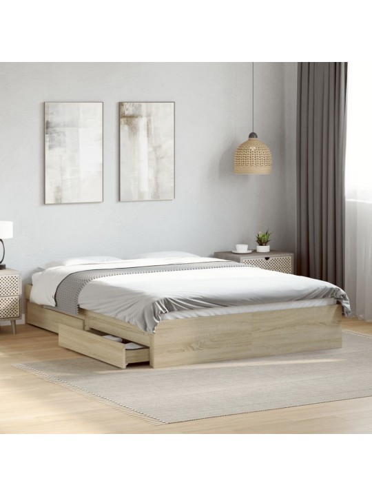 Rám postele se zásuvkami dub sonoma 135x190 cm kompozitní dřevo