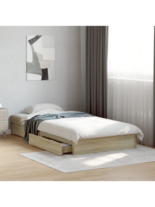 Rám postele se zásuvkami dub sonoma 90x190 cm kompozitní dřevo
