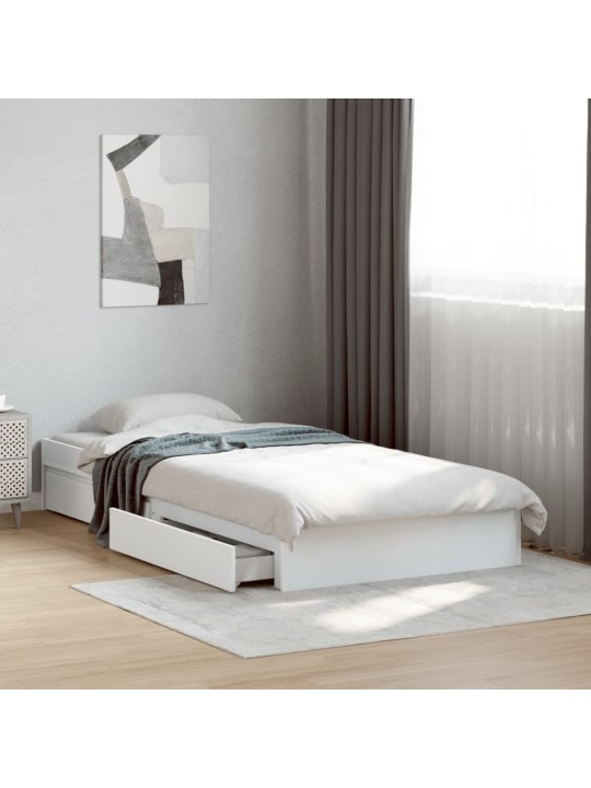 Rám postele se zásuvkami bílý 75 x 190 cm kompozitní dřevo