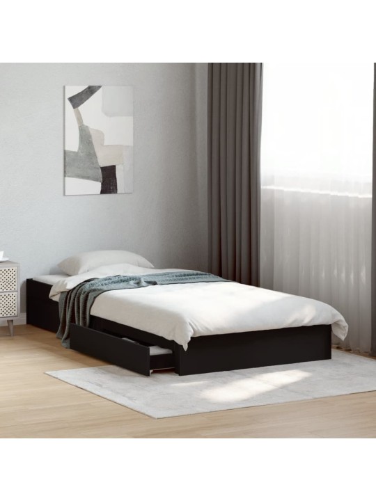 Rám postele se zásuvkami černý 75 x 190 cm kompozitní dřevo