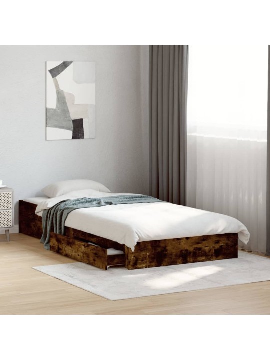 Rám postele se zásuvkami kouřový dub 75x190 cm kompozitní dřevo