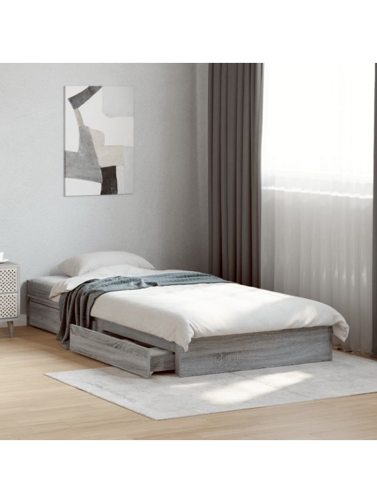 Rám postele se zásuvkami šedý sonoma 75x190 cm kompozitní dřevo