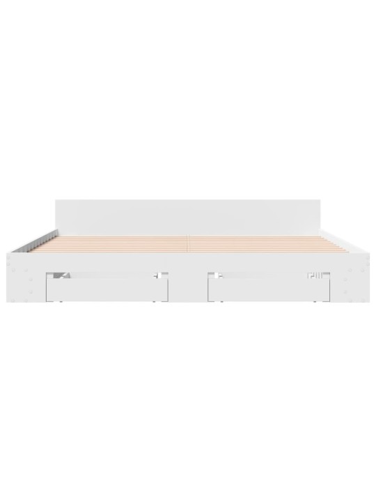 Rám postele se zásuvkami bílý 200 x 200 cm kompozitní dřevo