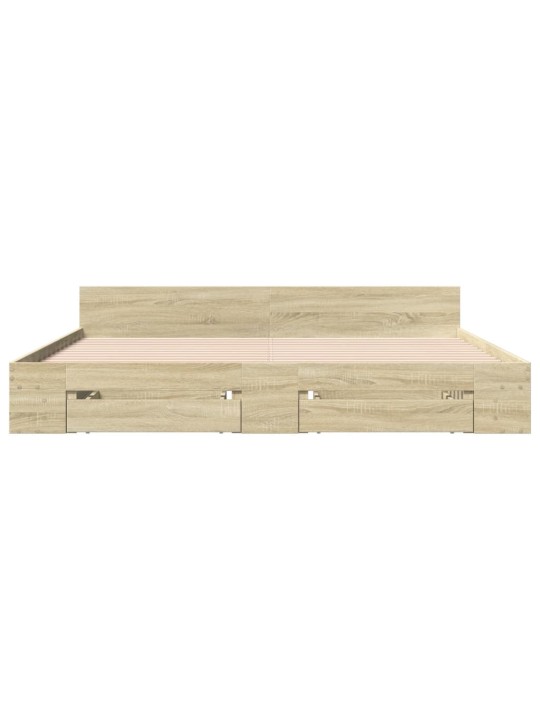 Rám postele se zásuvkami dub sonoma 200x200 cm kompozitní dřevo