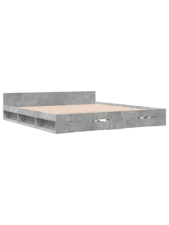 Rám postele se zásuvkami betonově šedý 200 x 200 cm kompozit